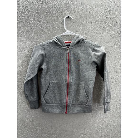 Calvin Klein Jeans Boys Jacket Size 6 Gray Zip Up Hooded Sweatshirt Graphic Logo - Picture 1 of 13